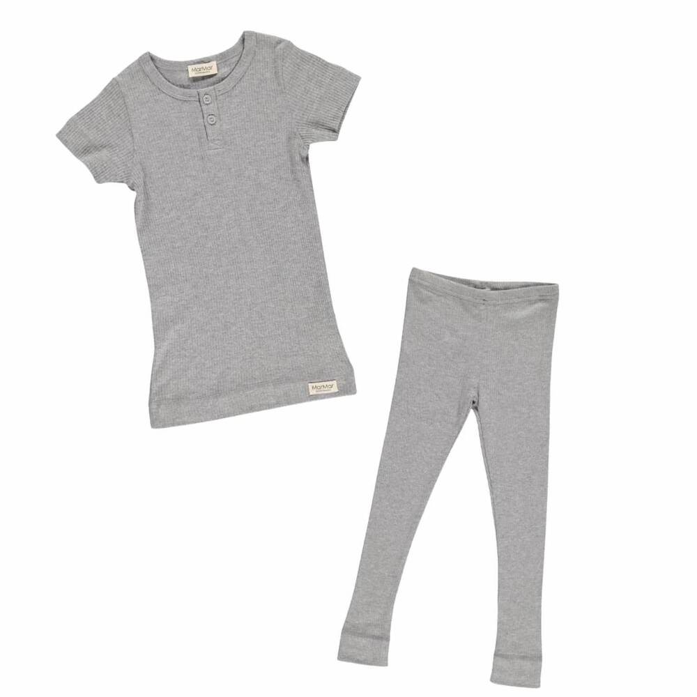 NEW MARMAR COPENHAGEN kid's short sleeve ribbed henley set in grey